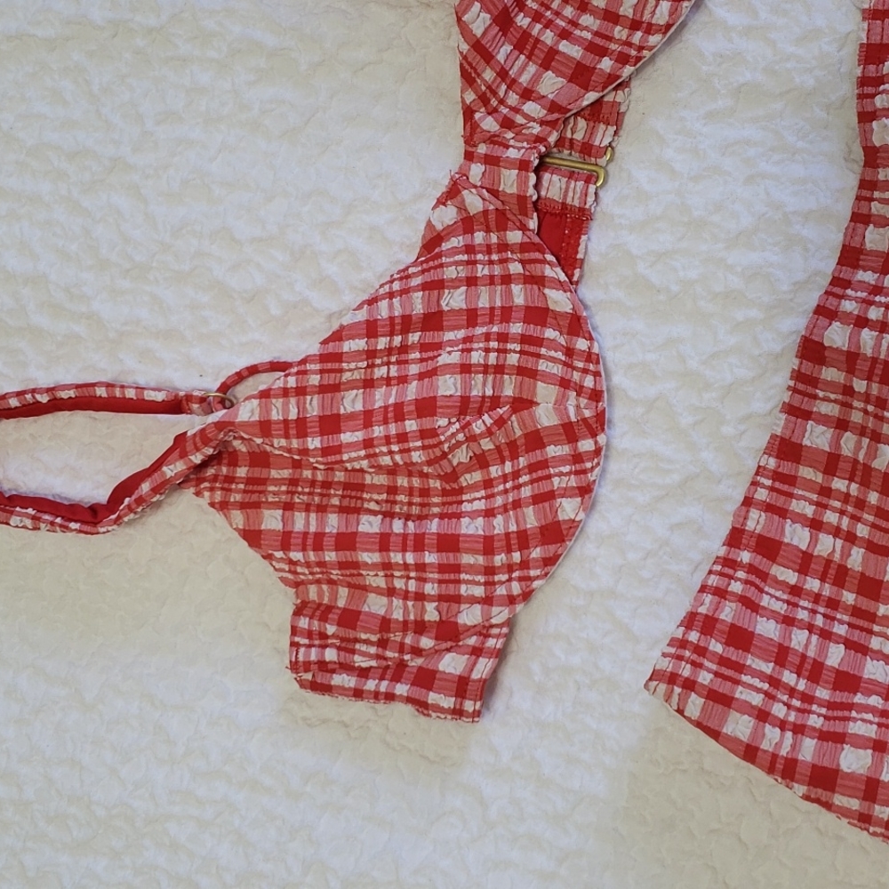 BNWT Billabong Red Retro Style Plaid bikini - Picture 2 of 3